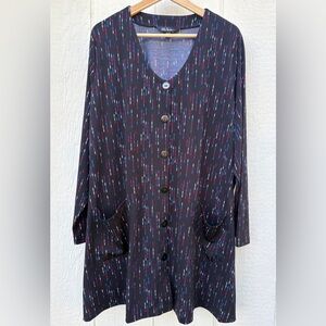 Ulla Popken Women's 24/26 Dress Cardigan Jacket Top Long Sleeves Pocket ButtonUp